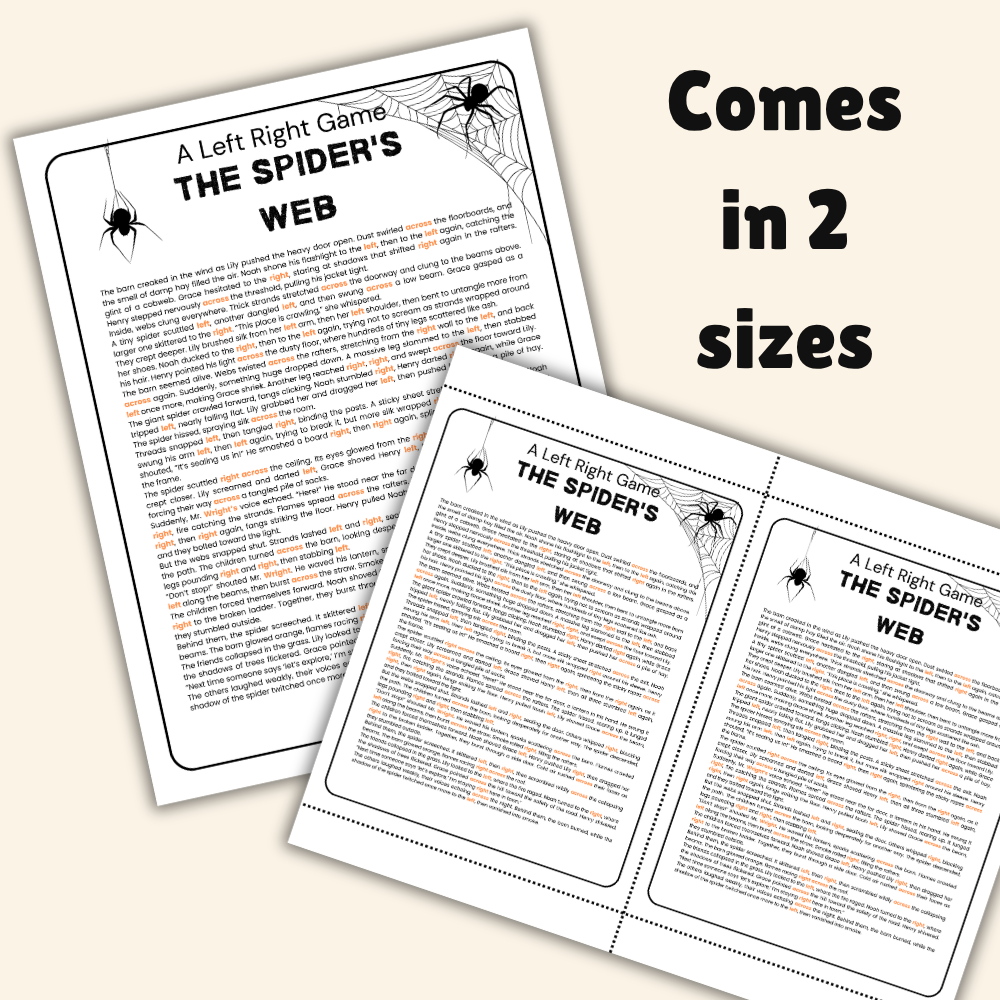 Halloween Left Right Story - sizes