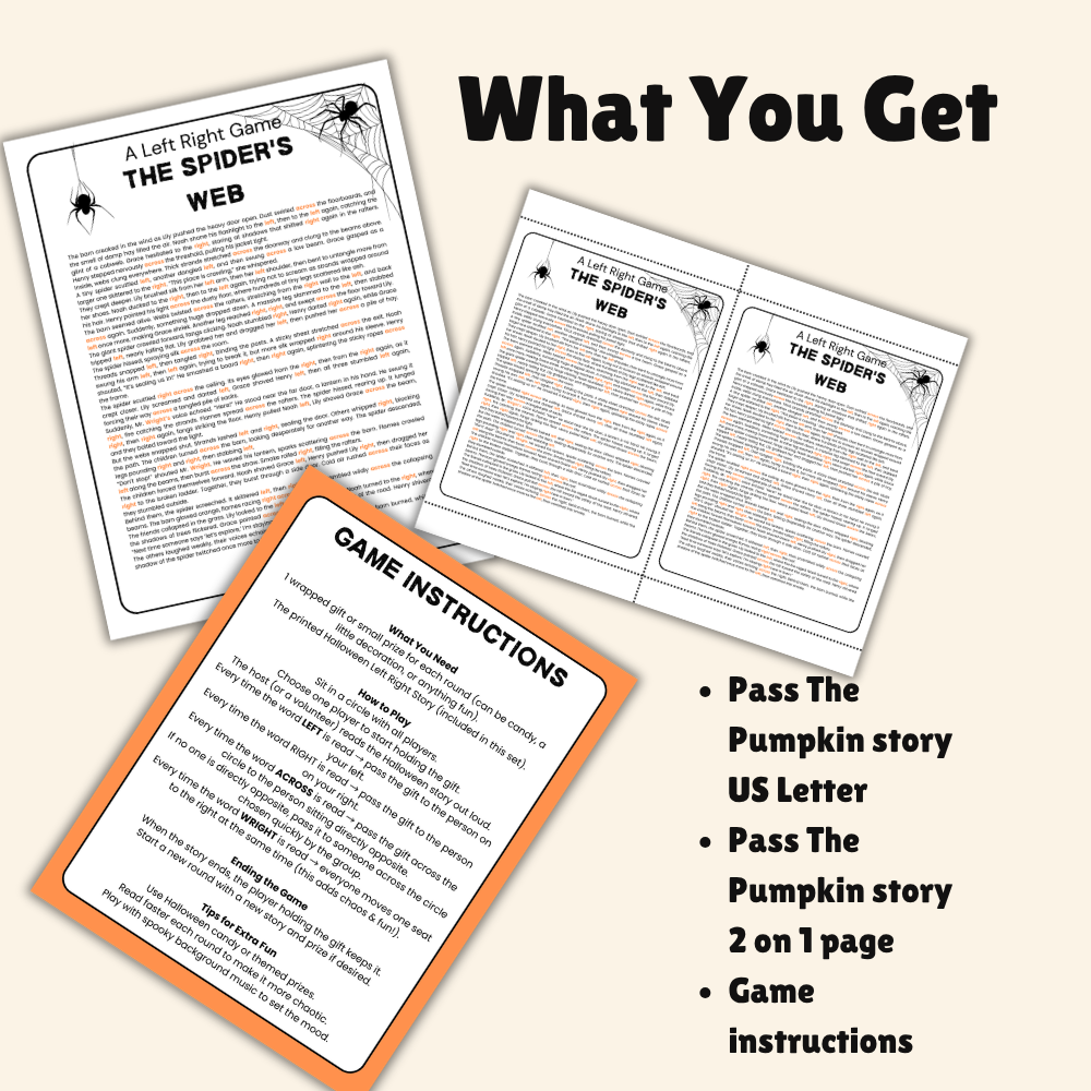 Halloween Left Right Story - what you get