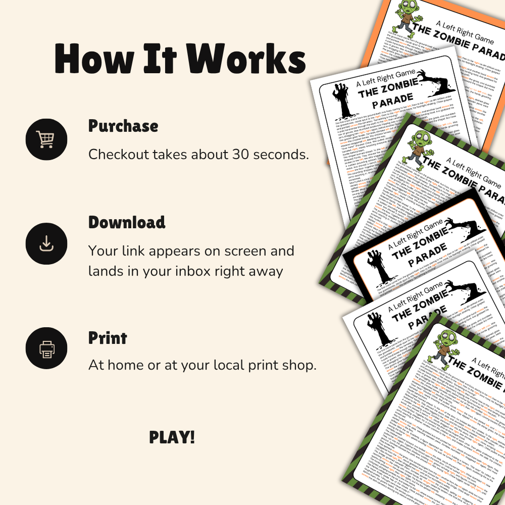 Halloween left right game printable how it works