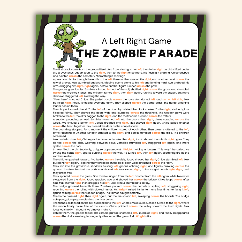 Halloween left right game printable