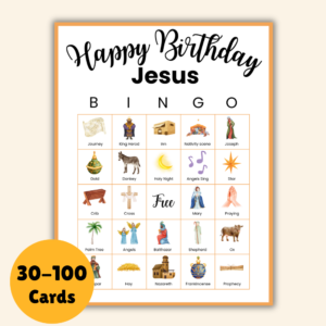 Happy birthday jesus bingo front