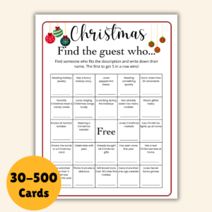 Christmas find the guest bingo front